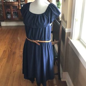 Justice off the shoulder dress with belt.